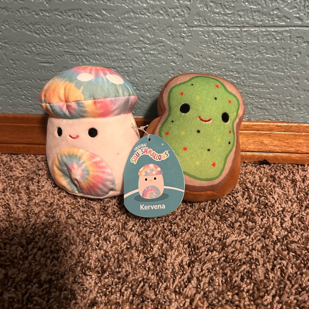Squishmallows Colorful Mushroom and Avocado Toast Pair